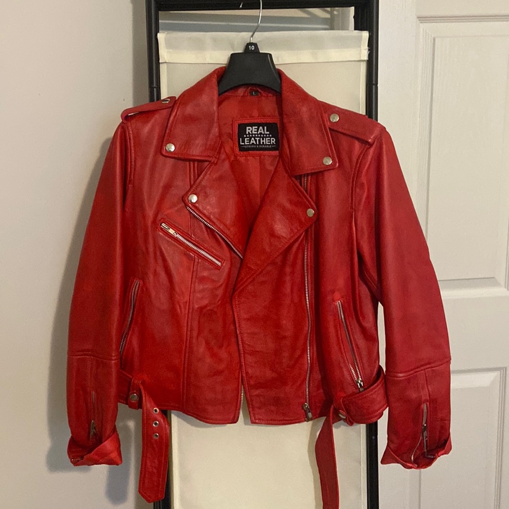 Red leather jacket